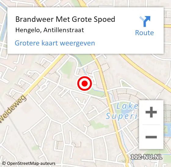 Locatie op kaart van de 112 melding: Brandweer Met Grote Spoed Naar Hengelo, Antillenstraat op 12 september 2024 06:17