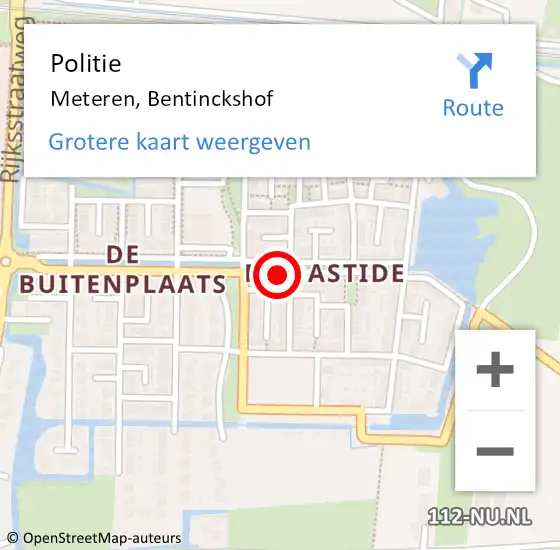 Locatie op kaart van de 112 melding: Politie Meteren, Bentinckshof op 12 september 2024 06:59