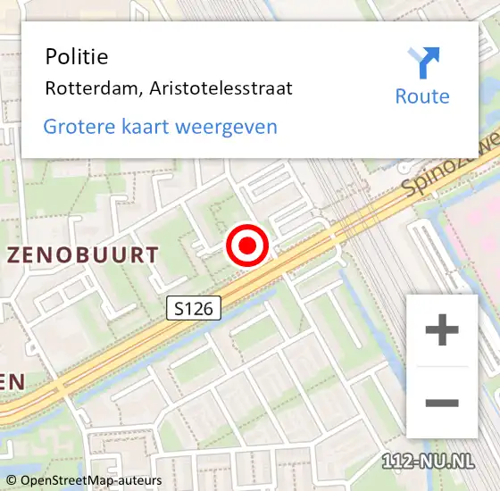 Locatie op kaart van de 112 melding: Politie Rotterdam, Aristotelesstraat op 12 september 2024 07:01