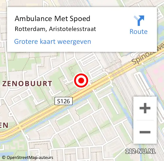 Locatie op kaart van de 112 melding: Ambulance Met Spoed Naar Rotterdam, Aristotelesstraat op 12 september 2024 07:10