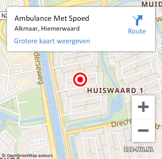 Locatie op kaart van de 112 melding: Ambulance Met Spoed Naar Alkmaar, Hiemerwaard op 12 september 2024 07:33