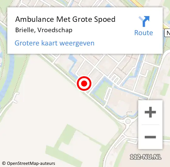 Locatie op kaart van de 112 melding: Ambulance Met Grote Spoed Naar Brielle, Vroedschap op 12 september 2024 07:34