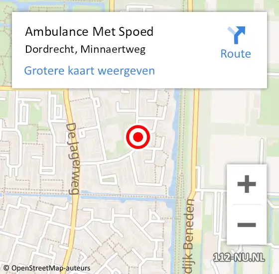 Locatie op kaart van de 112 melding: Ambulance Met Spoed Naar Dordrecht, Minnaertweg op 12 september 2024 07:43