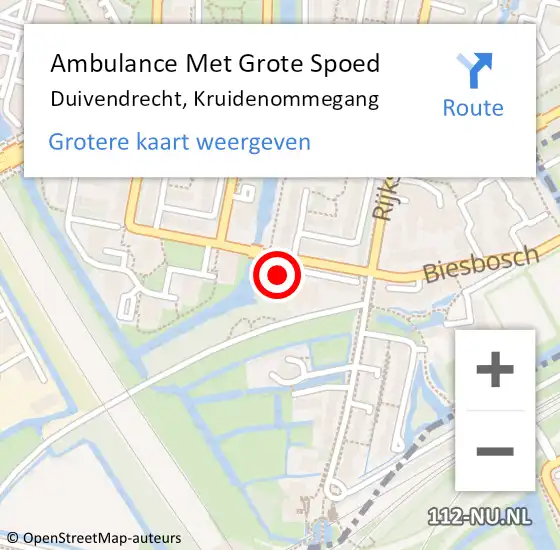 Locatie op kaart van de 112 melding: Ambulance Met Grote Spoed Naar Duivendrecht, Kruidenommegang op 12 september 2024 07:45