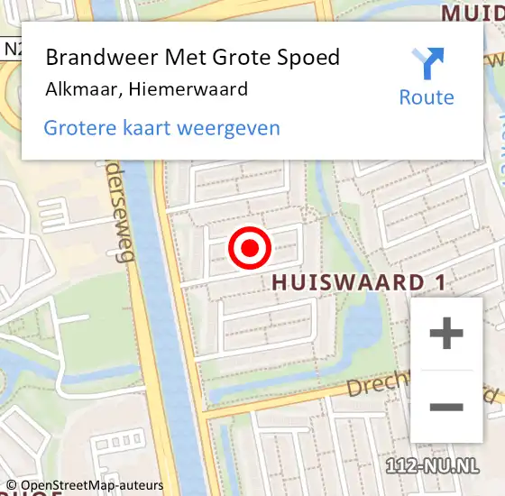 Locatie op kaart van de 112 melding: Brandweer Met Grote Spoed Naar Alkmaar, Hiemerwaard op 12 september 2024 07:46