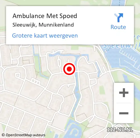 Locatie op kaart van de 112 melding: Ambulance Met Spoed Naar Sleeuwijk, Munnikenland op 12 september 2024 08:10