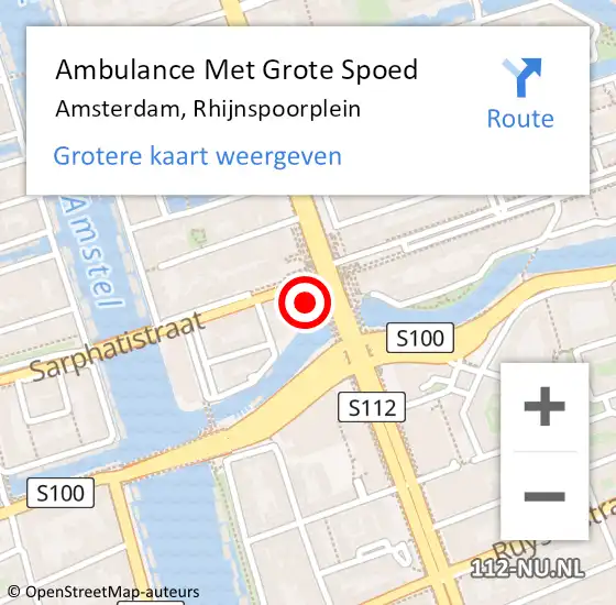 Locatie op kaart van de 112 melding: Ambulance Met Grote Spoed Naar Amsterdam, Rhijnspoorplein op 12 september 2024 08:14