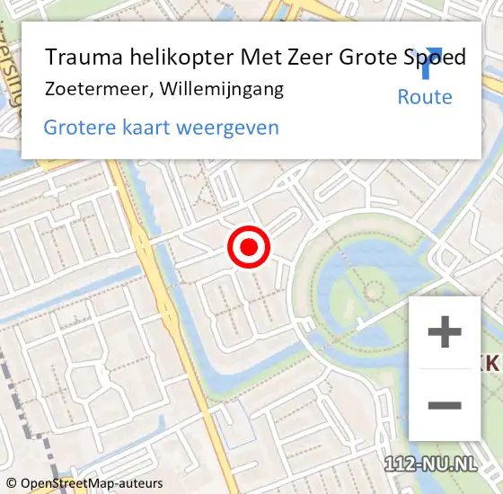 Locatie op kaart van de 112 melding: Trauma helikopter Met Zeer Grote Spoed Naar Zoetermeer, Willemijngang op 12 september 2024 08:19