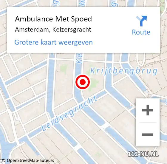 Locatie op kaart van de 112 melding: Ambulance Met Spoed Naar Amsterdam, Keizersgracht op 12 september 2024 08:24