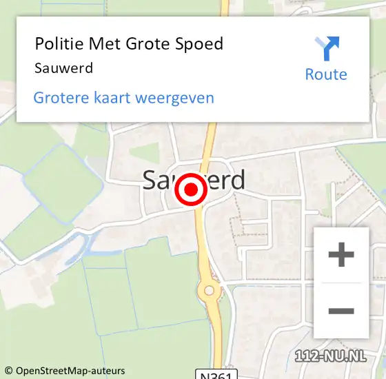 Locatie op kaart van de 112 melding: Politie Met Grote Spoed Naar Sauwerd op 12 september 2024 08:25