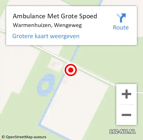 Locatie op kaart van de 112 melding: Ambulance Met Grote Spoed Naar Warmenhuizen, Wengeweg op 12 september 2024 08:45