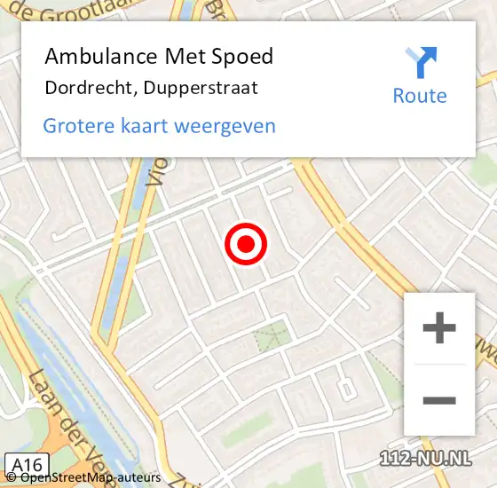 Locatie op kaart van de 112 melding: Ambulance Met Spoed Naar Dordrecht, Dupperstraat op 12 september 2024 08:47