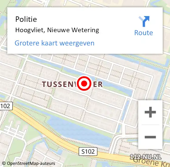 Locatie op kaart van de 112 melding: Politie Hoogvliet, Nieuwe Wetering op 12 september 2024 09:00