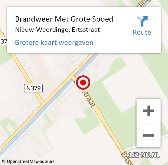 Locatie op kaart van de 112 melding: Brandweer Met Grote Spoed Naar Nieuw-Weerdinge, Ertsstraat op 12 september 2024 09:16