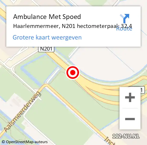 Locatie op kaart van de 112 melding: Ambulance Met Spoed Naar Haarlemmermeer, N201 hectometerpaal: 32,4 op 12 september 2024 09:20