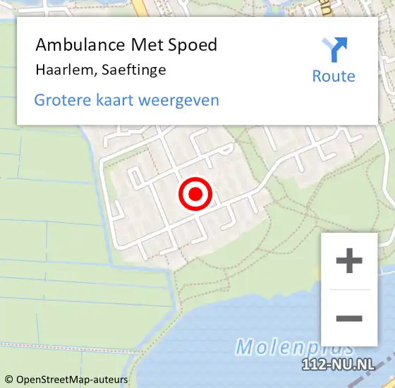 Locatie op kaart van de 112 melding: Ambulance Met Spoed Naar Haarlem, Saeftinge op 12 september 2024 09:36