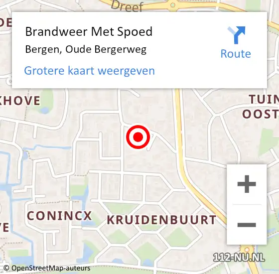 Locatie op kaart van de 112 melding: Brandweer Met Spoed Naar Bergen, Oude Bergerweg op 12 september 2024 09:36