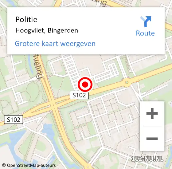 Locatie op kaart van de 112 melding: Politie Hoogvliet, Bingerden op 12 september 2024 09:46