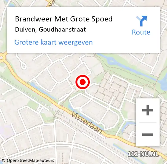 Locatie op kaart van de 112 melding: Brandweer Met Grote Spoed Naar Duiven, Goudhaanstraat op 12 september 2024 09:47