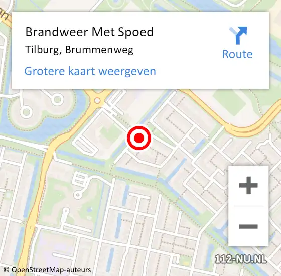 Locatie op kaart van de 112 melding: Brandweer Met Spoed Naar Tilburg, Brummenweg op 12 september 2024 10:05