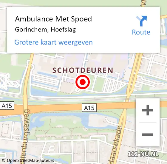 Locatie op kaart van de 112 melding: Ambulance Met Spoed Naar Gorinchem, Hoefslag op 12 september 2024 10:32