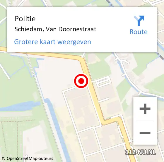 Locatie op kaart van de 112 melding: Politie Schiedam, Van Doornestraat op 12 september 2024 10:38