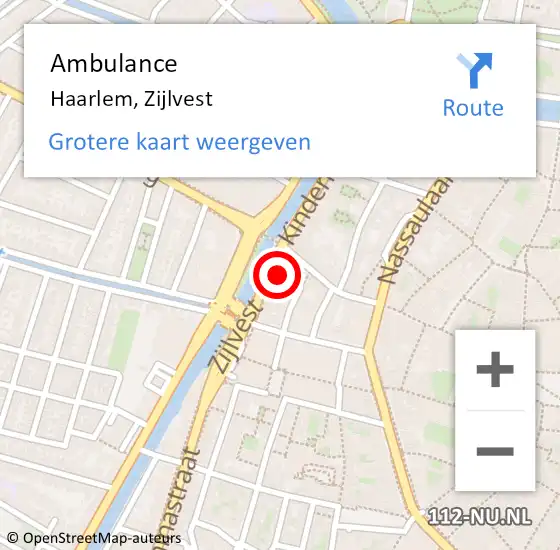 Locatie op kaart van de 112 melding: Ambulance Haarlem, Zijlvest op 12 september 2024 10:56