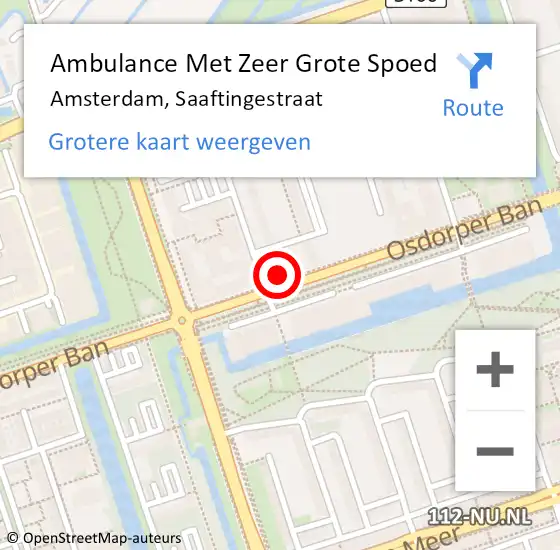 Locatie op kaart van de 112 melding: Ambulance Met Zeer Grote Spoed Naar Amsterdam, Saaftingestraat op 12 september 2024 11:12