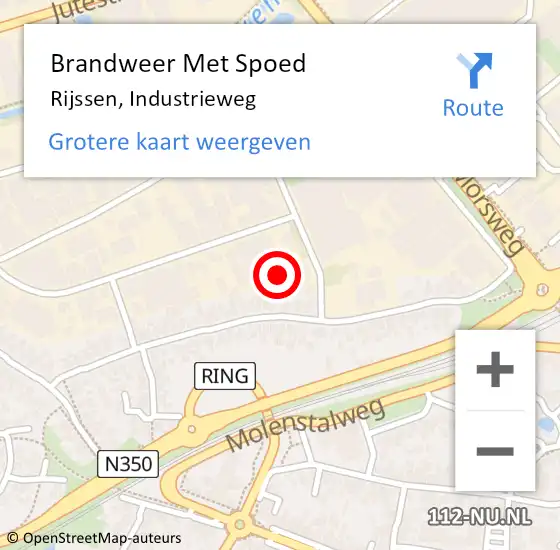 Locatie op kaart van de 112 melding: Brandweer Met Spoed Naar Rijssen, Industrieweg op 12 september 2024 11:31