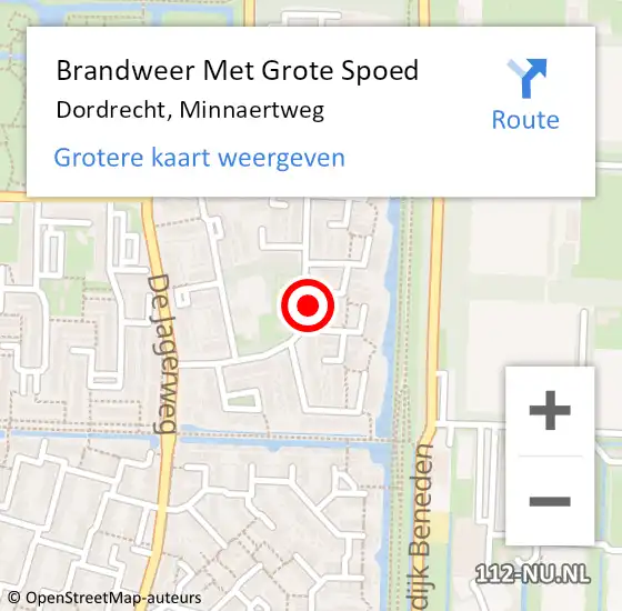 Locatie op kaart van de 112 melding: Brandweer Met Grote Spoed Naar Dordrecht, Minnaertweg op 12 september 2024 11:40