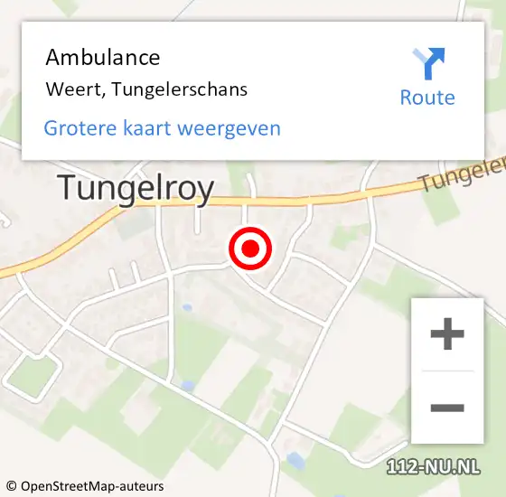 Locatie op kaart van de 112 melding: Ambulance Weert, Tungelerschans op 19 oktober 2014 21:31