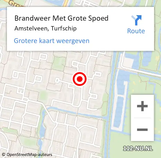 Locatie op kaart van de 112 melding: Brandweer Met Grote Spoed Naar Amstelveen, Turfschip op 12 september 2024 12:05