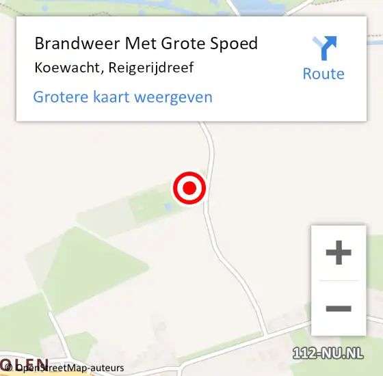 Locatie op kaart van de 112 melding: Brandweer Met Grote Spoed Naar Koewacht, Reigerijdreef op 12 september 2024 12:05