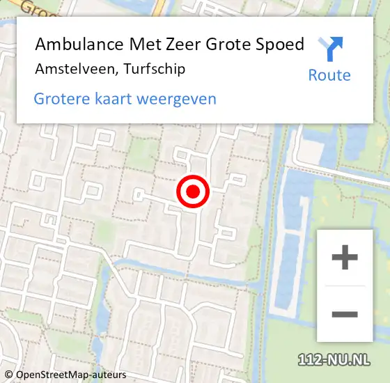 Locatie op kaart van de 112 melding: Ambulance Met Zeer Grote Spoed Naar Amstelveen, Turfschip op 12 september 2024 12:05