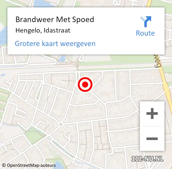 Locatie op kaart van de 112 melding: Brandweer Met Spoed Naar Hengelo, Idastraat op 12 september 2024 12:07