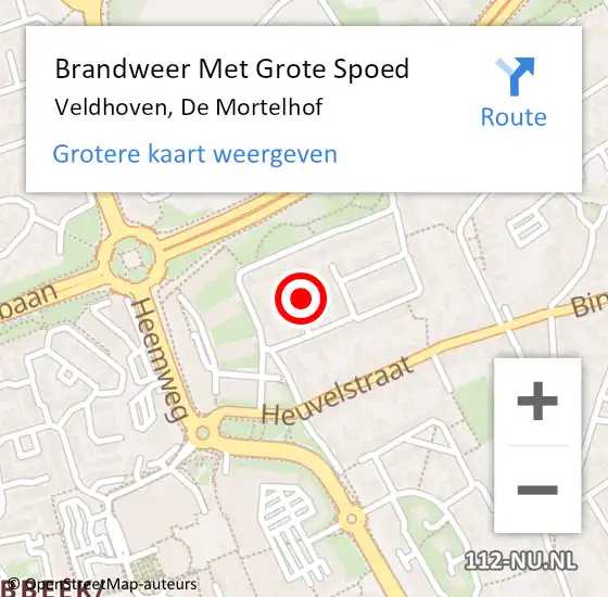 Locatie op kaart van de 112 melding: Brandweer Met Grote Spoed Naar Veldhoven, De Mortelhof op 12 september 2024 12:19