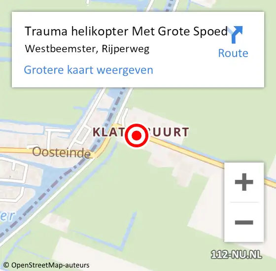 Locatie op kaart van de 112 melding: Trauma helikopter Met Grote Spoed Naar Westbeemster, Rijperweg op 12 september 2024 12:33