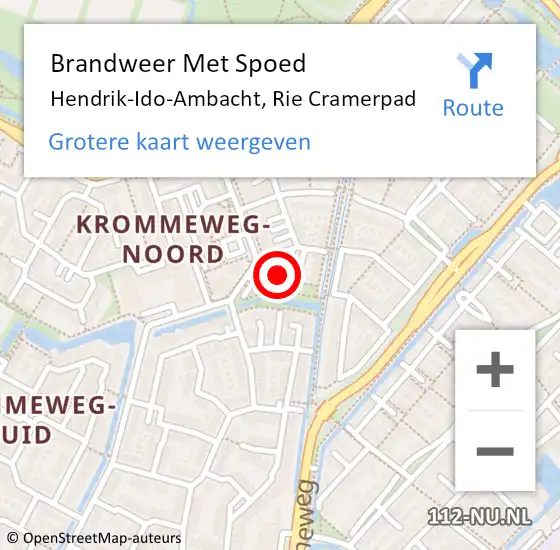 Locatie op kaart van de 112 melding: Brandweer Met Spoed Naar Hendrik-Ido-Ambacht, Rie Cramerpad op 12 september 2024 12:40