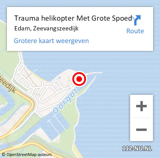 Locatie op kaart van de 112 melding: Trauma helikopter Met Grote Spoed Naar Edam, Zeevangszeedijk op 12 september 2024 12:44