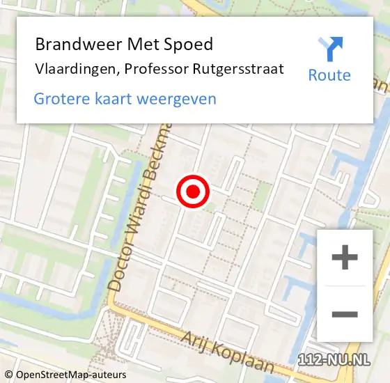 Locatie op kaart van de 112 melding: Brandweer Met Spoed Naar Vlaardingen, Professor Rutgersstraat op 12 september 2024 12:57