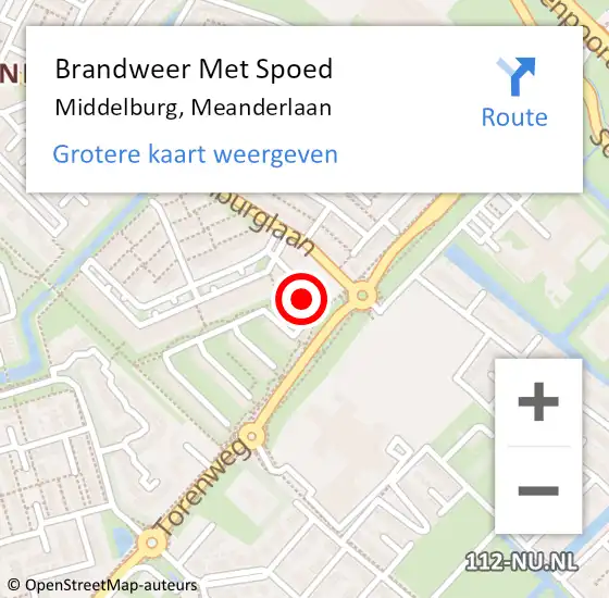 Locatie op kaart van de 112 melding: Brandweer Met Spoed Naar Middelburg, Meanderlaan op 12 september 2024 12:57