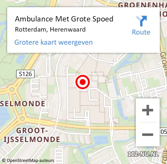 Locatie op kaart van de 112 melding: Ambulance Met Grote Spoed Naar Rotterdam, Herenwaard op 12 september 2024 13:13