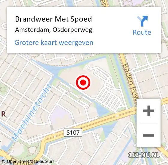 Locatie op kaart van de 112 melding: Brandweer Met Spoed Naar Amsterdam, Osdorperweg op 12 september 2024 13:25