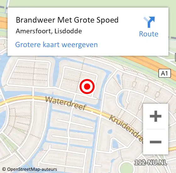 Locatie op kaart van de 112 melding: Brandweer Met Grote Spoed Naar Amersfoort, Lisdodde op 12 september 2024 13:26