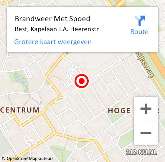 Locatie op kaart van de 112 melding: Brandweer Met Spoed Naar Best, Kapelaan J.A. Heerenstr op 12 september 2024 13:29