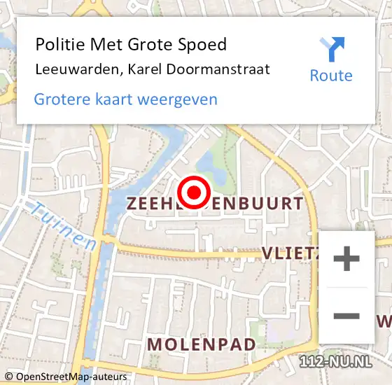 Locatie op kaart van de 112 melding: Politie Met Grote Spoed Naar Leeuwarden, Karel Doormanstraat op 12 september 2024 13:30