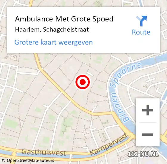 Locatie op kaart van de 112 melding: Ambulance Met Grote Spoed Naar Haarlem, Schagchelstraat op 12 september 2024 13:33