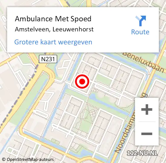 Locatie op kaart van de 112 melding: Ambulance Met Spoed Naar Amstelveen, Leeuwenhorst op 12 september 2024 13:34