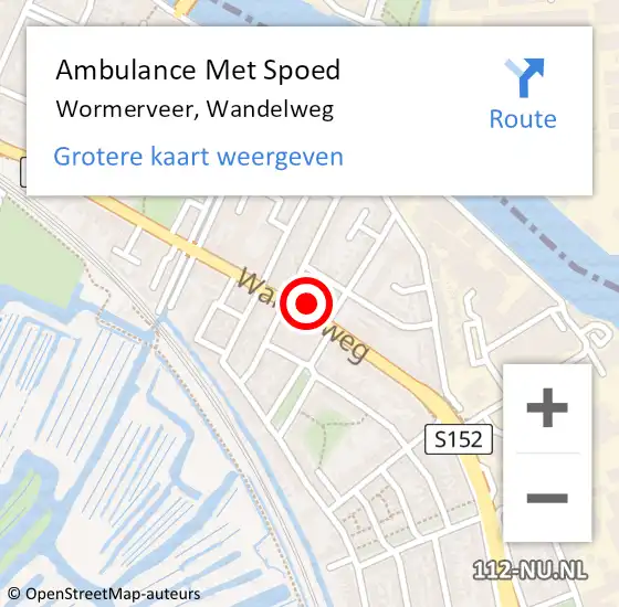 Locatie op kaart van de 112 melding: Ambulance Met Spoed Naar Wormerveer, Wandelweg op 12 september 2024 13:54