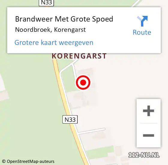 Locatie op kaart van de 112 melding: Brandweer Met Grote Spoed Naar Noordbroek, Korengarst op 19 oktober 2014 21:53